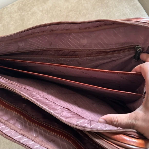 Custom made brown leather laptop bag
